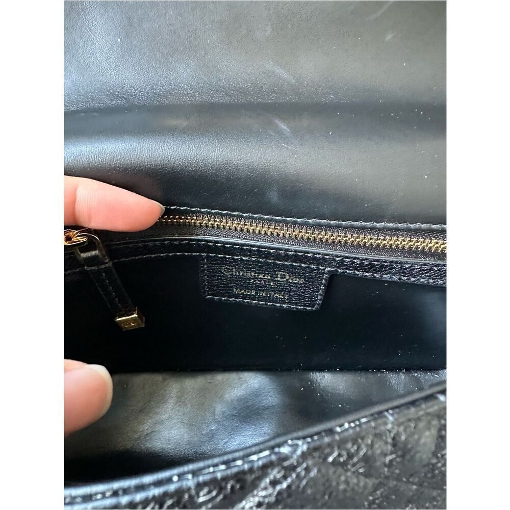 NEW Dior Caro Small Crossbody Shoulder Bag Black Gold Supple Cannage Leather - Picture 10 of 14